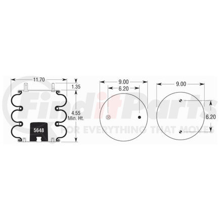 Firestone W013587996 Air Spring Triple Convoluted 38