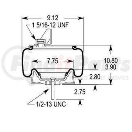 Firestone W013589547 Airide Air Spring Reversible Sleeve 1T15LA-(-1)