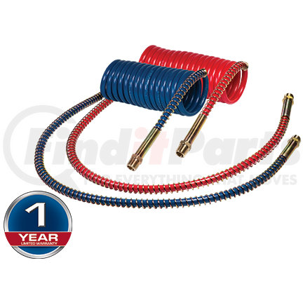 Tectran 23202 Air Brake Hose Assembly - 15 ft., V-Line Aircoil, Blue, with LIFESwivel Fitting