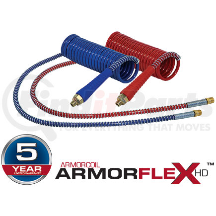Tectran 20116 Air Brake Hose Assembly - ArmorFlex HD ArmoCoil, Red and Blue, 12 ft., with Handles