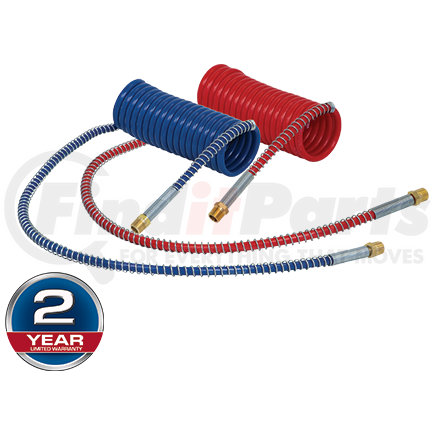 Tectran 20092 Air Brake Hose Assembly - 15 ft., Coil, Red and Blue, Industry Grade, with Fitting