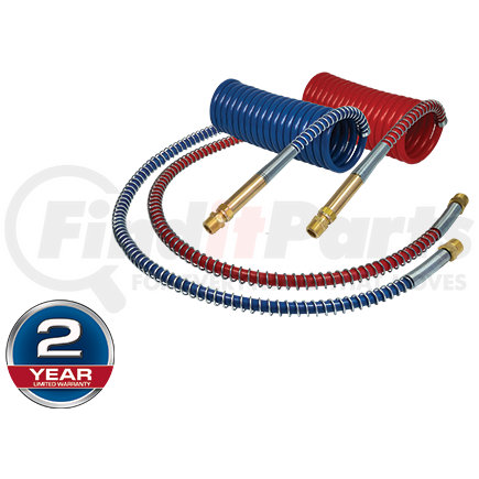Tectran 20093 Air Brake Hose Assembly - 15 ft., Coil, Red and Blue, Industry Grade, with Brass Handle