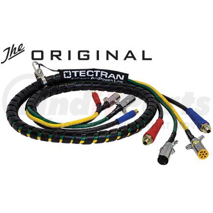 Tectran 22040 Air Brake Hose and Power Cable Assembly - 15 ft., 4-in-1 Auxiliary, Black Hose