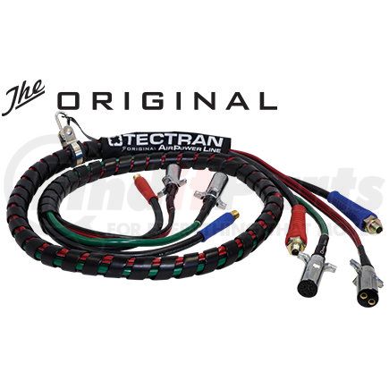 Tectran 37303 Air Brake Hose and Power Cable Assembly - 15 ft. 4-in-1, Horizontal Dual Pole, Dual Cable