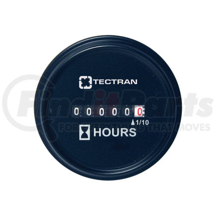 Tectran 49374 Hour Meter Gauge - Black Bezel, Round Snap On Style, 10-80 VDC