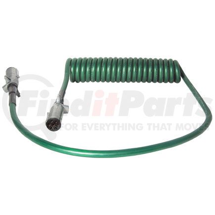 Tectran 37054 Trailer Power Cable - 12 ft., 7-Way, Powercoil, ABS, Green, with WeatherSeal