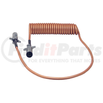 Tectran 37191 Trailer Power Cable - 15 ft., 7-Way, Powercoil, Medium Duty, Bronze, with Spring Guards