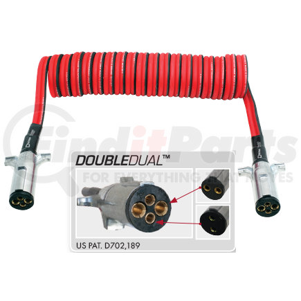 Tectran 37511 Trailer Power Cable - 15 ft., DoubleDual, Powercoil, 4 Gauge