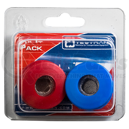 Tectran 16254 Air Brake Gladhand Seal - (2) Red and (2) Blue, Polyurethane, with Built in Filter