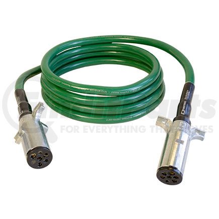 Tectran 37032 Trailer Power Cable - 15 ft., 7-Way, Straight, ABS, Green, with Spring Guards