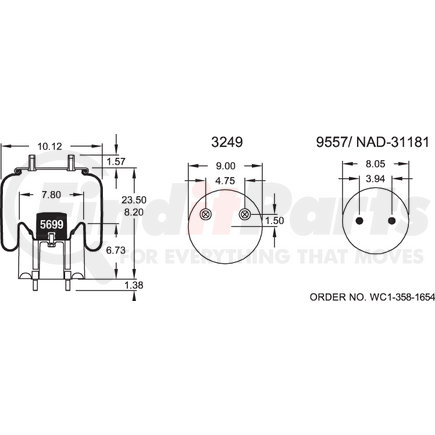 Firestone W013586258 Airide Air Spring Reversible Sleeve 1T15VMW-8