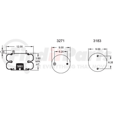 Firestone W013587545 Airide Air Spring Double Convoluted 228-1.5