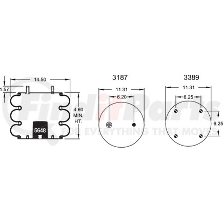 Firestone W013587797 Air Spring Triple Convoluted 313