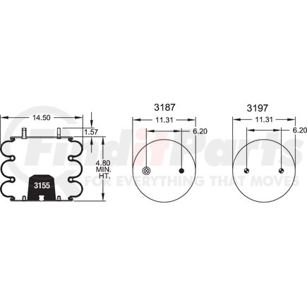 Firestone W013587850 Air Spring Triple Convoluted 333