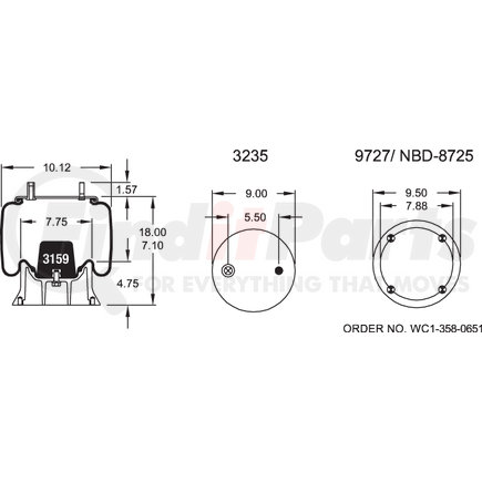 Firestone W013589010 Airide Air Spring Reversible Sleeve 1T15M-4