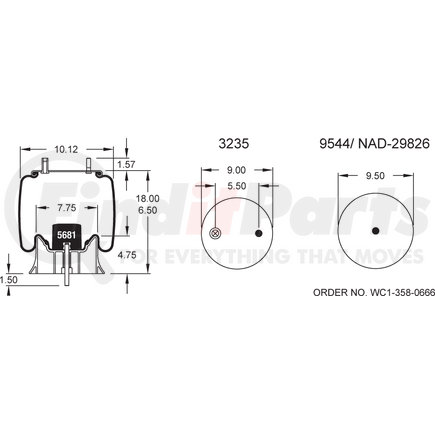 Firestone W013589484 Airide Air Spring Reversible Sleeve 1T15M-4