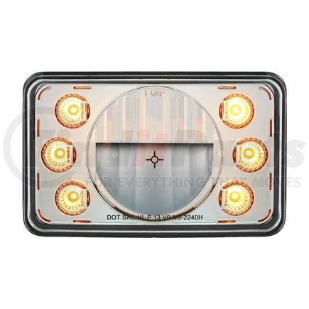 United Pacific 31238 Headlight - RH/LH, 4 x 6 in. Rectangle, High Beam, Bulb, with Dual Function 6 Amber LED Position Light