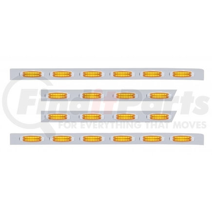 UNITED PACIFIC 21276 Side Marker Light - Sleeper Panel, 63", Stainless, with 20 x 12 LED Rectangular, Amber LED/Amber Lens, for Peterbilt