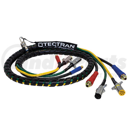 Tectran 22031 Air Brake Hose and Power Cable Assembly - 12 ft., 4-in-1 Auxiliary, Black Hose