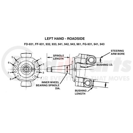 MERITOR A1 3111V3272 -  genuine axle steering knuckle - front, assembly