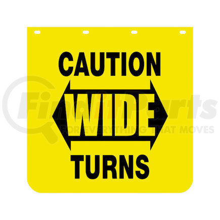 BUYERS PRODUCTS b2424yc - caution wide turns yellow polymer mudflaps 24x24 inch | caution wide turns yellow polymer mudflaps 24x24 inch