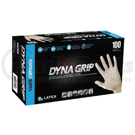 SAS Safety Corp 650-1004 Dyna Grip Latex Disposable Glove (Powder-Free) - White, 7 mil Thick, 100 Gloves/Box, Extra Large (XL)