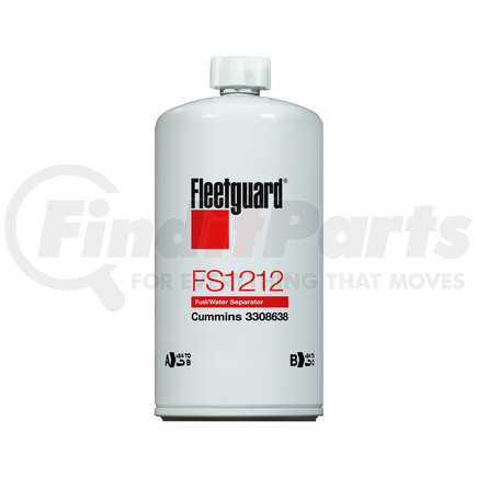 Fleetguard FS1212 Fuel Water Separator - Spin-On, 7.92 in. Height, Cummins 3308638