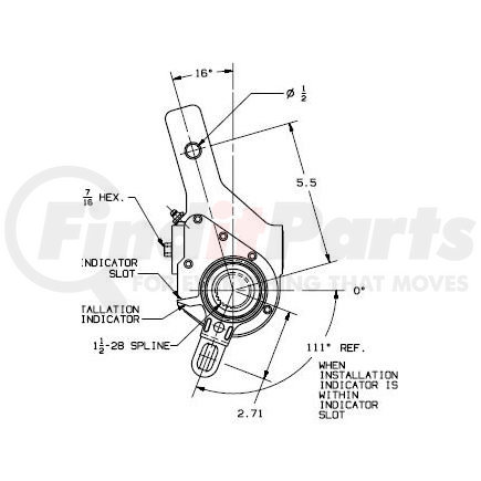 Haldex 40010173 Automatic Brake Adjuster (ABA) - Rear Brake, 5.5 in. Arm Length, 1.5 in. (Spline Diameter), 28 (Spline Quantity)