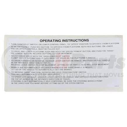 Condor 54984-001 CONDOR ORIGINAL OEM, DECAL, UCB OPERATING INSTRUCTIONS