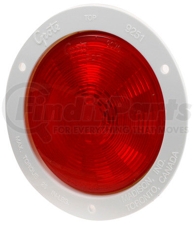 Grote 54462 SuperNova 4in. NexGen LED Stop Tail Turn Light, White Flange, Male Pin, Red