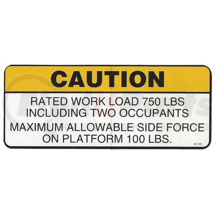 Condor C56749 CONDOR ORIGINAL OEM, DECAL, RATED WORK LOAD