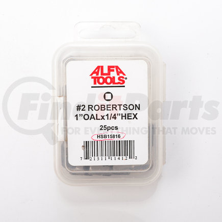 Alfa Tools HSB15816 #2 SQUARE 1 X 1/4 HEX INSERT