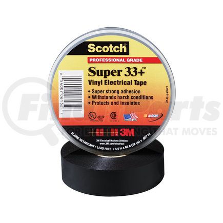 3M 6133 Scotch® Vinyl PLastic Electrical Tape Super 33 Plus, 3/4" x 52'