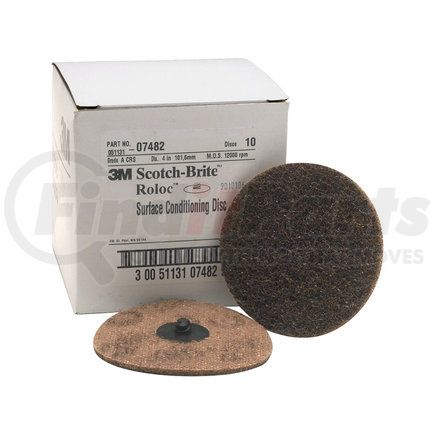 3M 7482 Scotch-Brite™ Roloc™ Surface Conditioning Disc 07482 Brown, 4", Coarse, 10/box