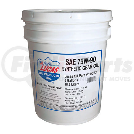 Lucas Oil 10072 Synthetic SAE 75W-90 Trans & Diff Lube