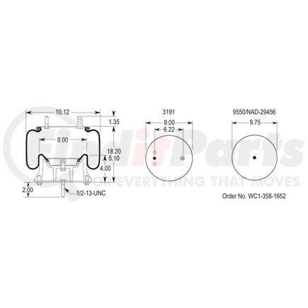 Firestone W013589634 Airide Air Spring Reversible Sleeve 1T15MT-3