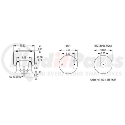 Firestone W013589780 Airide Suspension Air Spring Reversible Sleeve 1T15ZR-6