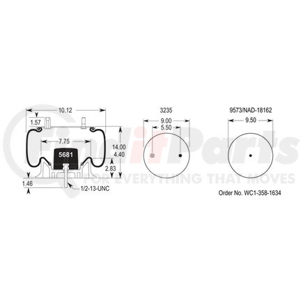 Firestone W01-358-8204 Airide Air Spring Reversible Sleeve 1T15M-2