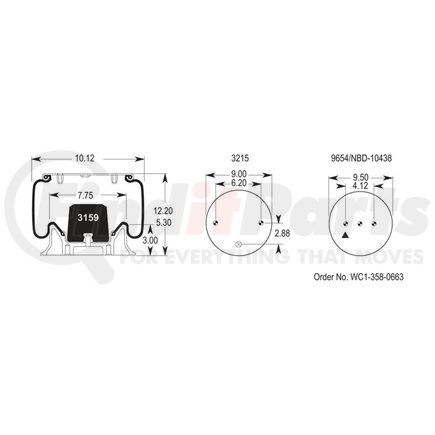 Firestone W013589031 Airide Air Spring Reversible Sleeve 1T15M-0