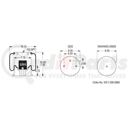 Firestone W013589069 Airide Suspension Air Spring Reversible Sleeve 1T15M-4