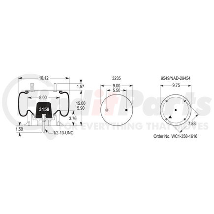 Firestone W013588203 Airide Air Spring Reversible Sleeve 1T15M-2