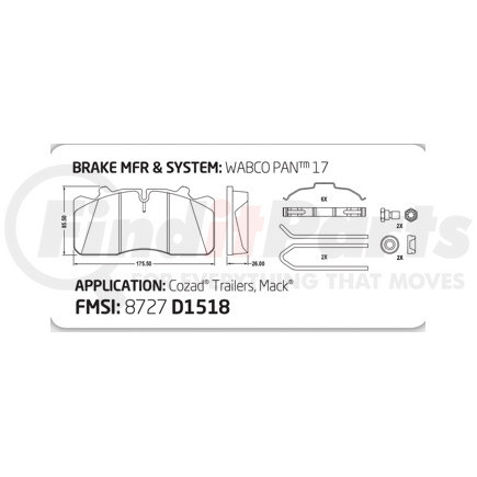 MACK 2611-12999703VT - brake pad 17" fr&rear | brake pad 17" fr&rear | disc brake pad