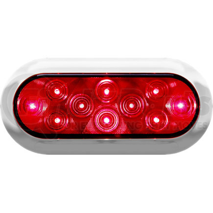 PETERSON LIGHTING V423XR-4 - 423-4 series piranha® led surface mount oval stop, turn and tail light with chrome bezel - 12v red kit with bezel | led stop/turn/tail, oval, w/ chrome flange, 7.88"x3.63", mv