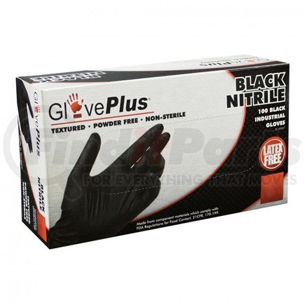 Ammex Gloves GPNB46100 Gloveplus Powder Free Textured Black Nitrile Gloves - Large