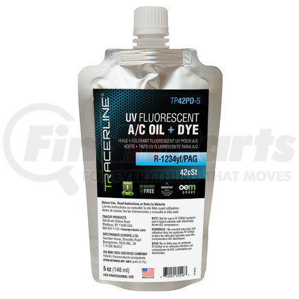 Tracerline TP42PD-5 R-1234yf/PAG Oil + UV Dye, 5oz Foil Pouch