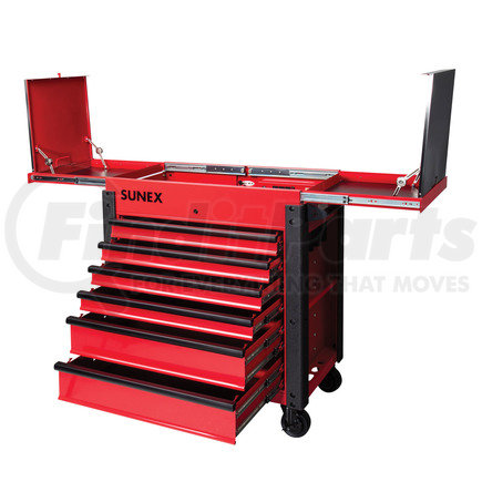Sunex Tools 8035XTFD 6 Drawer Slide Top Service Cart w/ Power Strip, Red