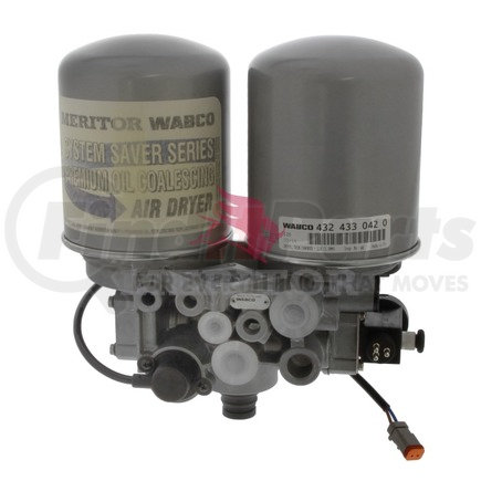 Meritor S4324330420 Air Brake Dryer - Twin Type, 12V, Coalescing Cartridge, 21-35 CFM Compressor Rating