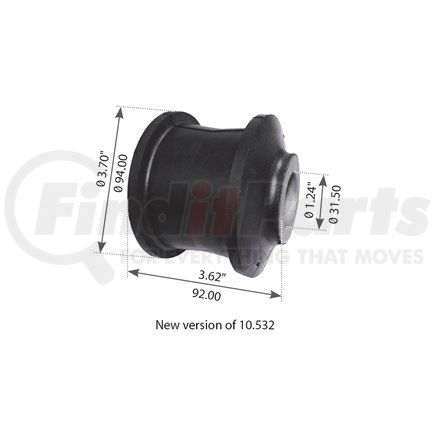 World American WA04-3053 Beam Axle Pivot Bushing - 3.62 in. Length, 1.24 in. ID, 3.70 in. OD,