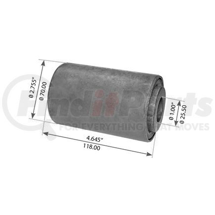 World American WA04-3153 Suspension Equalizer Beam Bushing - Rubber, 4.645" Length, 1.000" ID, 2.755" OD