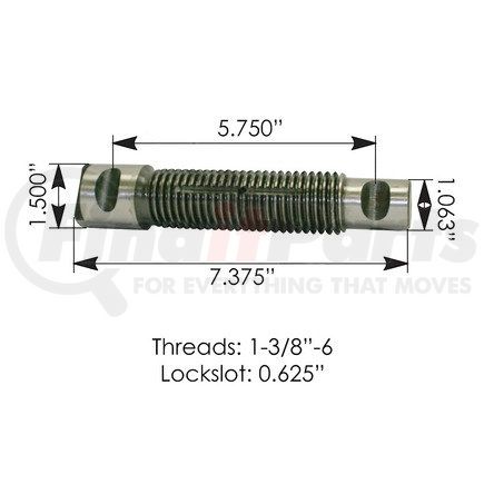 World American WA04-6907 Leaf Spring Shackle Bolt - 7.375" Length, 5.750" Groove to Groove, 1.060-500" Diameter